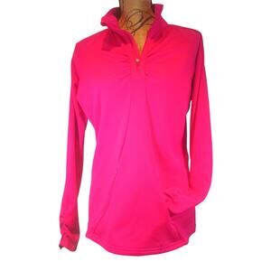 WOMENS XL ALPINE DESIGN OUTDOOR GEAR PINK LONG SLEEVE1/4 ZIP TOP POCKETS